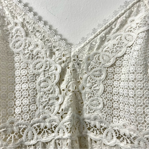Womens White Lace Eyelet Embroidered Cottagecore Festival Romantic Tank Cami Top - Picture 5 of 13